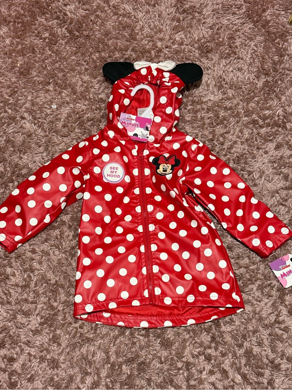 Disney Red and White Polka Dot Minnie Hooded Raincoat